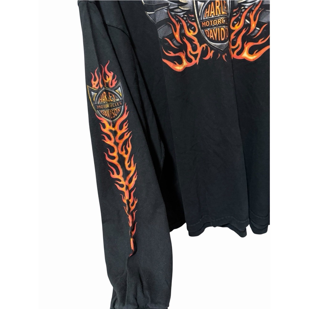 Vintage Harley Davidson Winged Motors Fresno CA Flame Long Sleeve Shirt 4XL - Picture 4 of 12